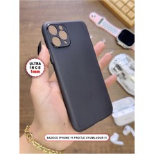 Süper Ince Mat Ultra Thin Silikon Kılıf Siyah iPhone 11 Pro ile Uyumlu