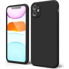 Apple iPhone 11 Kılıf 6.1 ile Uyumlu,  Ince Sıvı Silikon 3 Katmanlı, Kamera Koruyuculu, Tam Kaplamalı Yumuşak Jel Kauçuk Kılıf Kapak 6.1 Inç, Siyah