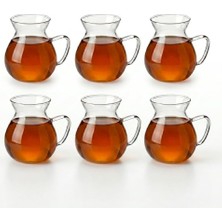 6'lı Kulplu Cam Çay Bardağı Seti - Şeffaf ve Modern Tasarımlı Isıya Dayanıklı Çay Takımı 180ML