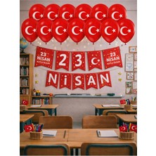23 Nisan Dekoratif Süsü Flama Okul Süsü, Atatürklü Balon, Türk Bayrağı Pano Süsleri 2026