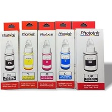 Photoink 100 ml Canon Uyumlu Photo Ink, 5 Kartuşlu Canon Yazıcılar Için Uyumlu 5 Adet Mürekkep Seti ( Akıllı Mürekkep)