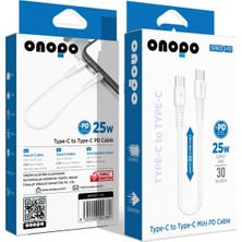 Onopo P2 Type-C To Type-C Mini Pd 25W Hızlı Şarj ve Data Kablosu | 30CM | Android Uyumlu | 480MBPS Veri Aktarımı