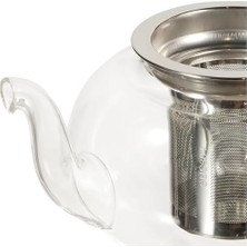 Cam Bitki Çayı Demliği 600 ml - Çelik Süzgeçli Demlik