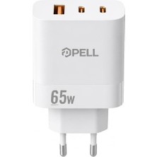 Pell 65W Pd Ultra Hızlı Şarj Başlığı, 2x Usb-C + Usb-A, Akıllı Güç Yönetimi, Laptop ve Telefon ile Uyumlu