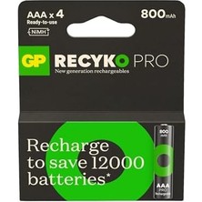 Gp Batteries Recyko Pro Aaa Ince Ni-Mh Şarjlı Pil, 1.2 Volt, 4'lü Kart