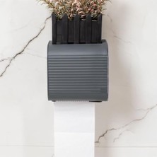 Yapışkanlı Banyo Tuvalet Kağıtlığı Wc Peçetelik Kağıtlık Tutucu Tuvalet Kağıt Organizeri (Antrasit)