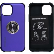 iPhone 11 Pro Max Mat Yüzey Halka Standlı Kılıf Ring Holder Parmak Tutuculu Darbe Emici Koruyucu Kapak Mor