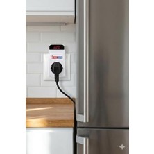 Protex-R Dijital Voltaj Koruyucu Priz - Ayarlanabilir Alt/üst Limit (140V-280V), 16A Akım Korumalı Priz, 5 Sn / 3 Dakika Gecikme Seçenekli, LED Ekranlı Kombi, Buzdolabı ve Tv Koruyucu (1)