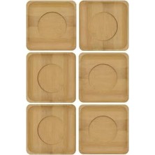 Bambu Çay Tabağı Altlığı, Kare Şekilli, Bej, Elde Yıkama Önerilen, Bulaşık Makinesi Uygun Değil, 10 x 10 Cm, 6 Parça