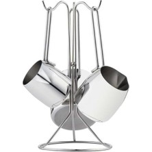 Nehir Modern 4 Parça Standlı Paslanmaz Çelik Cezve Seti