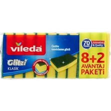 161919 Düz Hijyenik Bulaşık Süngeri, 8+2'li Promosyon Paket, Yeşil