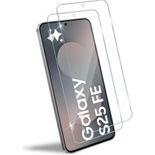 -  Galaxy S25 Fe ile Uyumlu Ekran Koruyucu Tamperli Kırılmaz Kısa Cam Ekran Koruyucu