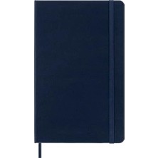 Moleskine Klasik Defter, Sert Kapak, Büyük (5" x 8.2") Çift Düzen, Çizgili/düz, Safir Mavisi, 240 Sayfa