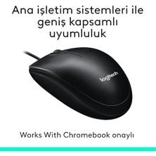 M100 USB Kablolu Mouse, Pc, Mac, Dizüstü Bilgisayar ile Uyumlu, 1000 Dpı Optik Izleme, Sağ ve Sol Elle Kullanıma Uygun, Siyah