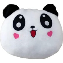 8683200803453 Panda Figürlü Kalp Yanaklı Sevimli Peluş Yastık Minnoş Yavru Panda Tasarımlı Dekoratif Yastık, Çok Renkli, Medium