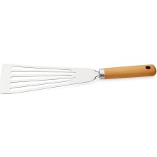 Bambu Saplı Paslanmaz Çelik Pizza Servis,kızartma ve Izgara Spatulası,pişirme Çevirme Döndürme,kızartama ve Izgara Için Oluklu Spatula,pizza Servis Spatulası,velor Home.
