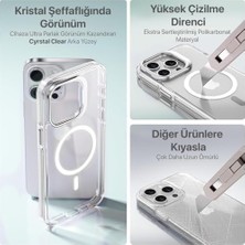 iPhone 15 Pro Max Için Magsafe ile Uyumlu Luxo Serisi Yüksek Kalite Kılıf Ultra Şeffaf Görünüm ve Standlı Ergonomik Tasarım (Beyaz, 15 Pro Max)