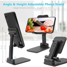Cep Telefonu Standı, Katlanır Masaüstü Telefon Standı, Açı Yüksekliği Ayarlanabilir Cep Telefonu Tutacağı, Masa, Ofis, Tablet Standı Tüm Telefonlarla Uyumlu 10-25 cm Cep Telefonu/tablet