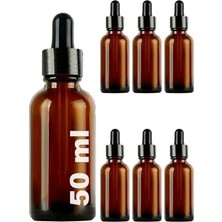 50 ml Metal Kapaklı Damlalık Dropper Şişesi Serum 50 cc Cam Şişe 6 Adet (Siyah Kapak, Amber/kahverengi)