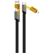 4'ü 1 Arada 65W Pd Hızlı Şarj Kablosu - Type C/usb/lightning Destekli 100 cm Dayanıklı Örgü Yapı - Akıllı ve Güvenli Şarj Bağlantı Desteği