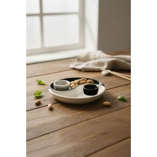 Yin & Yang 2'li Özel Tasarım Sosluklu Kahvaltılık Tabağı Sosluk Çerezlik Kase Dekoratif Tabak 20 cm