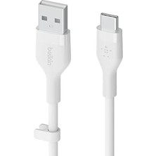 Silicone Usb-C - Usb-A Kablosu (2 M), iPad Pro, Galaxy S21, Ultra, Plus, 20, ve Diğer Aygıtlar Için Usb-If Onaylı Usb-C Şarj Kablosu - Beyaz