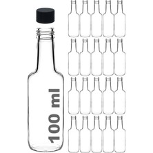 100 ml Şeffaf Standart Sosluk 100 cc Sızdırmaz Kapaklı Cam Şişe (20)