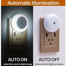 Aputue Duvara Monte LED Gece Lambası, Alacakaranlık Sensörlü, 0.5W Duvar Fişli Gece Lambası, Koridor, Merdiven, Mutfak, Banyo Için, 6'lı Paket Yuvarlak Tasarım