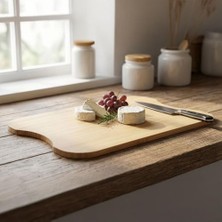 Doğal Bambu Doğrama ve Kesme Tahtası - Kesim Panosu - 33X24X1.5 cm Çok Amaçlı Sunum Tepsisi, Peynir ve Et Servis Tahtası