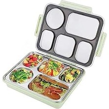 1600ML Lunchbox Tek Katlı 5 Bölmeli Çelik Sefer Tası Yemek Kutusu (Açık Yeşil)