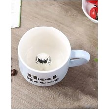 3D Kedi Figürlü Porselen Kupa – Eğlenceli Yazılı ve Sürprizli Tasarım, 350 Ml,mavi