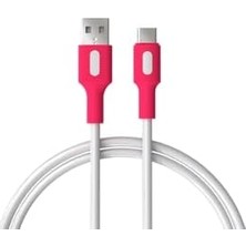 USB A-C Hızlı Şarj Kablosu (Beyaz + Beyaz/pembe Uç) (150 Cm)