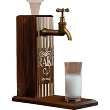 Bk Özel Rakı Baskılı Musluklu Doğal Ahşap Içki Standı, Içki Çeşmesi, Doğum Günü Hediyesi, Ev Hediyesi, Içecek Dispenseri