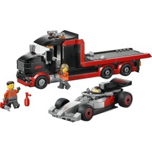 City F1 Yarış Arabalı F1 Sergileme Kamyonu 60493 – 7 Yaş ve Üzeri Çocuklar Için Pilotu ve 2 Pit Ekibi Minifigürü Içeren Yaratıcı Oyuncak Yapım Seti, Hediye Fikri (508 Parça)