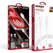 Onopo iPhone Uyumlu Type-C To Lightning 20W Pd Hızlı Şarj ve Data Kablosu 1 Metre - P4 | 8 Pinli Smart Kablo | Beyaz