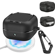 Galaxy Buds 4 / Buds 4 Pro Uyumlu Karbon Fiber Hybrid Polymer Technology Darbeye Dayanıklı Kulaklık Kılıfı (Siyah)