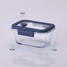 Glace Vakumlu Cam Saklama Kabı 460 ml Mavi