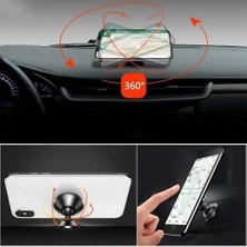 Tüm Cihazlara Uyumlu 360 Derece Dönen Mıknatıslı Telefon Tutacağı Siyah Araç Içi Telefon Tutucu