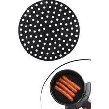 Ivory Air Fryer Silikon Pişirme Matı | Yüksek Isıya Dayanıklı Kare Hava Fritözü Matı, Yapışmaz Delikli Yeniden Kullanılabilir Silikon Pişirme Altlığı (Model: IVO-SL121) (Siyah, Oval)
