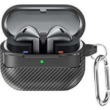 Galaxy Buds 3 Pro, Buds 3 ve Buds 3 Fe ile Uyumlu Mat Karbon Fiber Dokulu Darbelere Dayanıklı Premium Silikon Kılıf (Galaxy Buds 3 Pro/3/3 Fe)