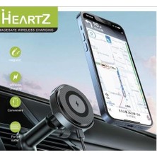 Havalandırmaya Takılan Telefon Tutucu Araç Tutucu ve Şarj Magsafe ile Uyumlu Kablosuz Şarj Özellikli Peteğe Takılıp Kilitlenebilen 15W Hızında Hızlı Mıknatıslı Premium Kalite 3A Şarjlı Araç Tutucu 034