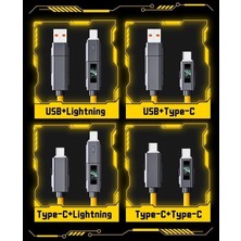 4 In 1 LED Ekranlı 65W-27W Pd USB Ios Type C Super Turbo Fast Aaa+ Kalite Şarj ve Data Kablosu