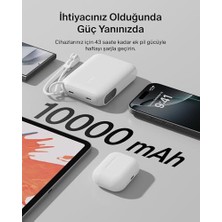 Taşınabilir Şarj Cihazı, 10.000 Mah Usb-C Ince Güç Kaynağı, 2 Usb-C Port, Dijital Pil Göstergesi, 20 W Hızlı Şarj, iPhone 16, 15 Serisi,  Galaxy S25, S24, Pixel 9, iPad ve Fazlası, Beyaz