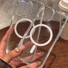 Galaxy S25 Ultra Ile Uyumlu Simli Kılıf Sert Crystal Magsafe ile Uyumlu Wireless Halka Şeklindeki Magnetik Galaxy S25 Ultra Için Kapak Şeffaf Kapak Mag-Safe Kamera Koruma