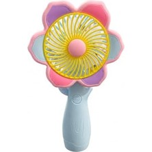 Mini El Fanı USB Şarjlı Type-C Bağlantılı 3 Kademeli Taşınabilir Elektrikli Fan Masaüstü ve El Tipi Kullanım Renk Serinletici Fan Mavi Sarı Pembe Çiçek