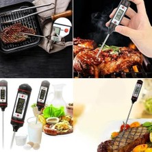 Dijital Mutfak Termometresi – 3 Saniyede Hızlı Okuma | Katlanabilir Çelik Prob, LCD Ekranlı Et, Şeker, Yağ, Su ve Barbekü Isı Ölçer