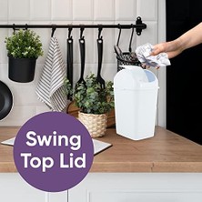Superio Mini Plastik Çöp Kovası, Salıncak Üst Kapaklı 1,25 Galon Kompakt Küçük Çöp Kovası Taşınabilir Çöp Kovası Tezgah, Masaüstü, Makyaj Vanity, Banyo, Araba, Lavabo Altı, Yurt Için, 5 Litre (Beyaz)
