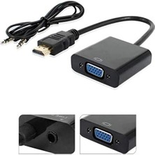 HDMI To VGA Ses Destekli Dönüştürücü Kablo Çevirici Adaptör 4488