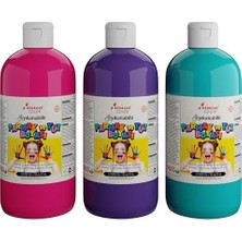 Mor, Fuşya, Turkuaz Parmak Boyası 3'lü Set 3X500 gr