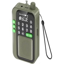 C9 Bluetooth Şarjlı Radyo USB & Tf Kart Okuyucu Deprem Çantasına Uygun Fm Radyo, Haki